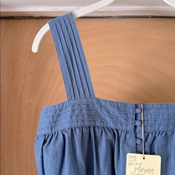 Margaret O’Leary Cotton Tiered Midi Dress Blue Sleeveless Strappy Size Small NWT - Picture 10 of 13